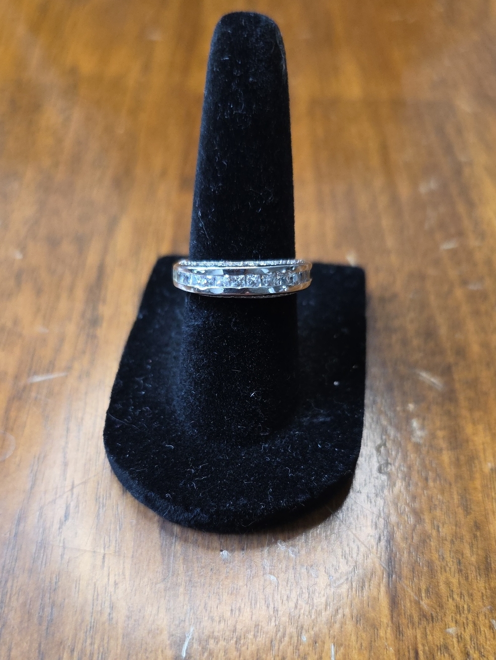 Estate 925 Stamped SS Channel-Set CZ Stone Minimalist Classic Band